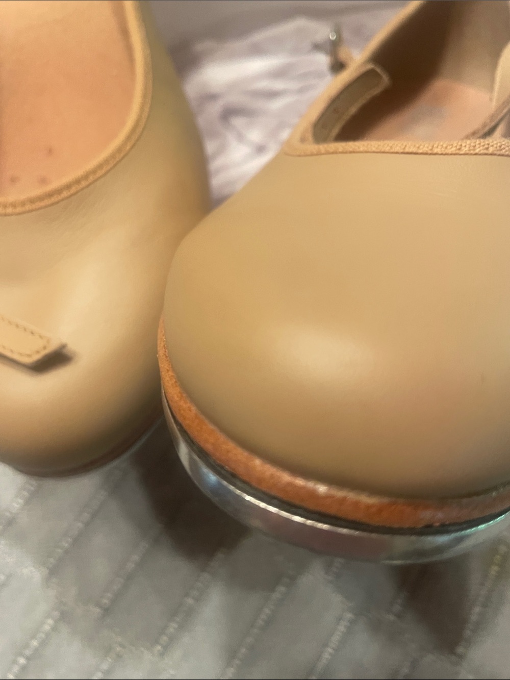 Bloch Tan Mary Jane Flats with Low Block Heel - Picture 8 of 9